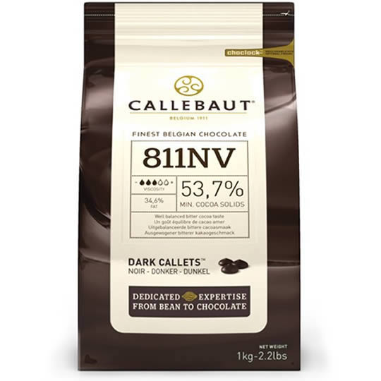 Buy Callebaut 811NV 53.7% Cocoa Dark Chocolate Couverture Chips 1kg from choctrade Callebaut 811NV 53.7% Cocoa Dark Chocolate Couverture Chips 1kg