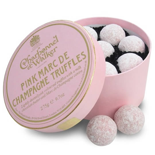 Buy Charbonnel et Walker Pink Marc de Champagne Chocolate Truffles 275g from choctrade Charbonnel et Walker Pink Marc de Champagne Chocolate Truffles 275g