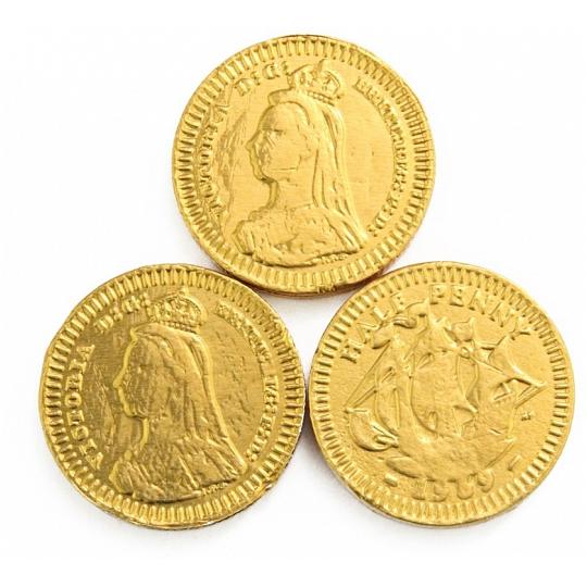 Buy Chocolate Trading Co. Gold Halfpenny Milk Chocolate Coins from choctrade Medium Sized, 28mm, Gold Milk Chocolate Coins