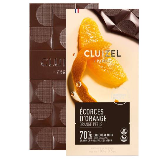 Buy Michel Cluizel Orange Peels 70% Cocoa Dark Chocolate Bar from choctrade Michel Cluizel Orange Peels 70% Cocoa Dark Chocolate Bar