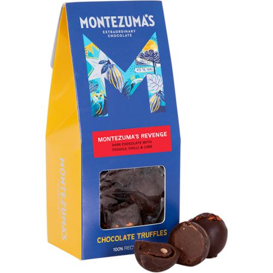 Buy Montezuma’s Revenge Chilli, Lime & Tequila Dark Chocolate Truffles from montezumas Montezuma's famous and very popular dark chocolate truffles, with chilli, lime and tequila.