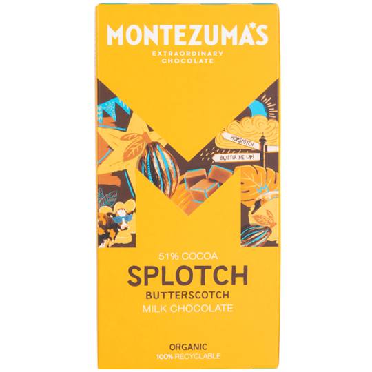 Buy Montezuma’s Splotch 51% Cocoa Milk Chocolate Bar with Butterscotch 90g from montezumas Montezuma’s Splotch 51% Cocoa Milk Chocolate Bar with Butterscotch 90g