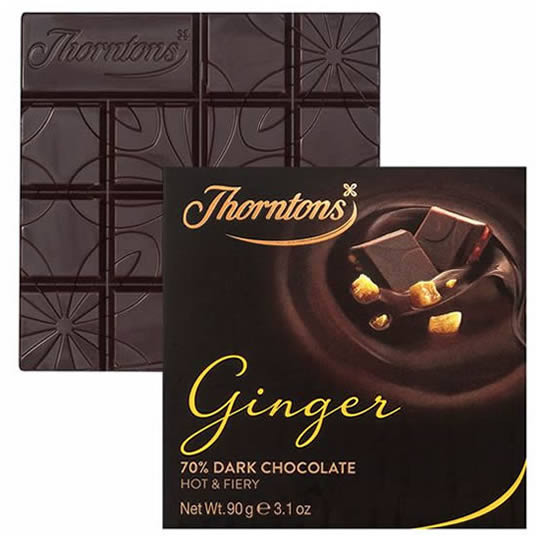 Buy Thorntons Ginger 70% Dark Chocolate Block from thorntons Thorntons Ginger 70% Dark Chocolate Block