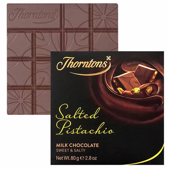 Buy Thorntons Salted Pistachio Milk Chocolate Block from thorntons Thorntons Salted Pistachio Milk Chocolate Block